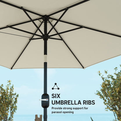 2.6M Garden Parasol Umbrella with Aluminium Pole, Tilt, Crank
