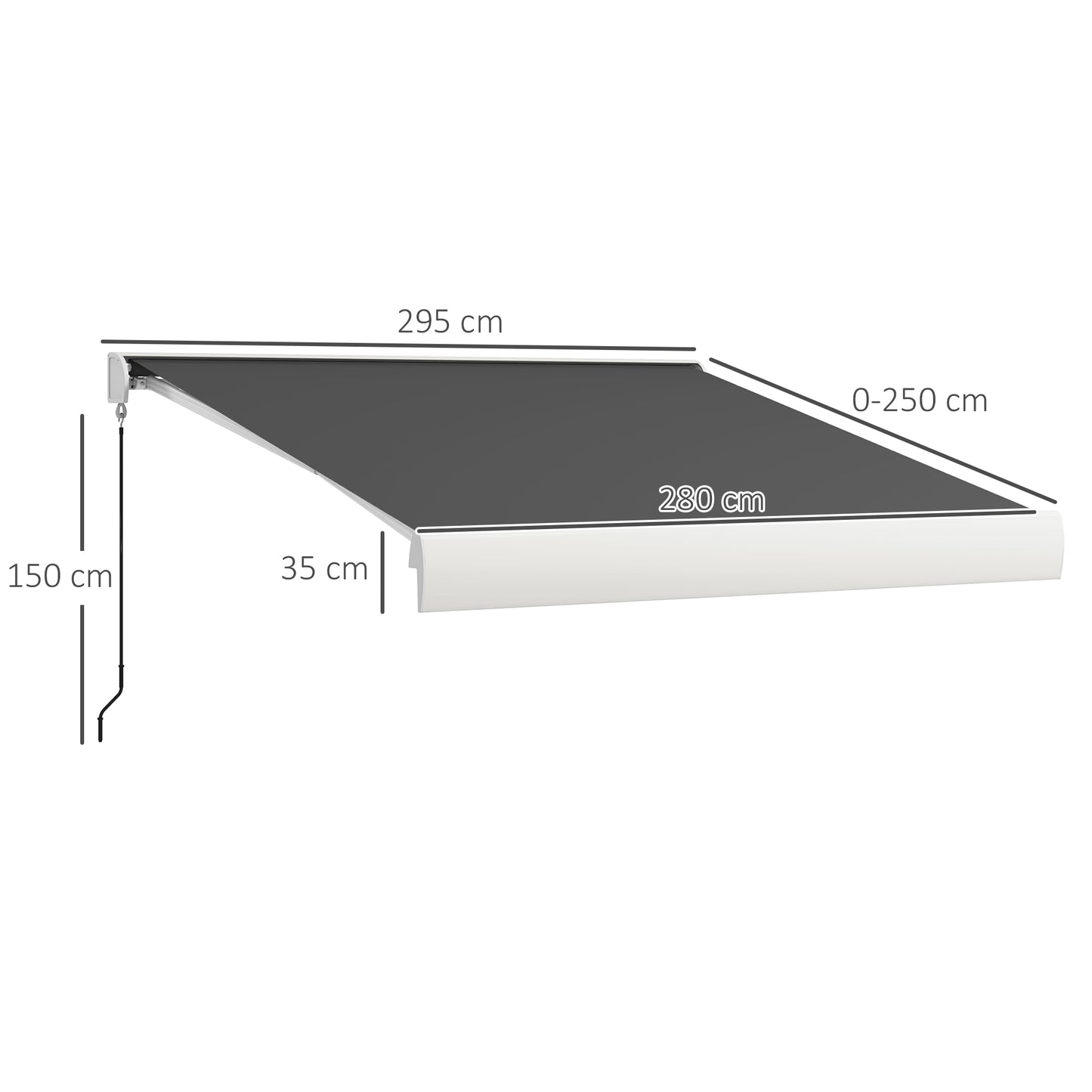 3 x 2.5m Electric Retractable Awning with Remote Controller, Aluminium Frame Sun Canopies for Patio Door Window