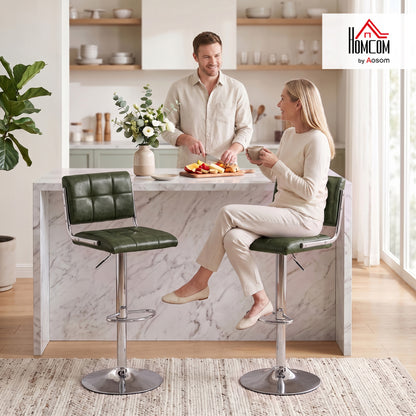 Adjustable Bar Stools Set of 2 with Backrest Green