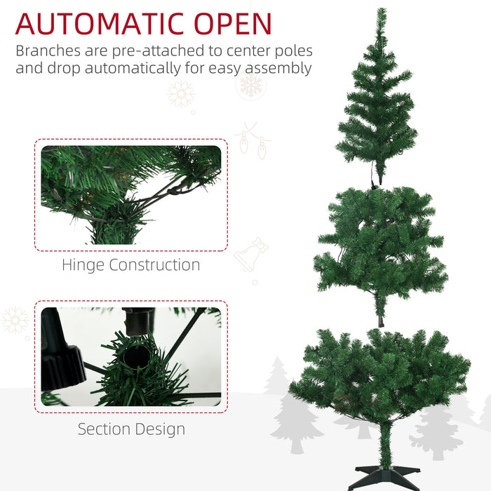 6ft Artificial Decorated Christmas Tree with LED Lights, Auto Open