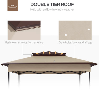 3.25mx3.25m 2-Tier Gazebo Cover Replacement, 30+ UV Protection, Beige