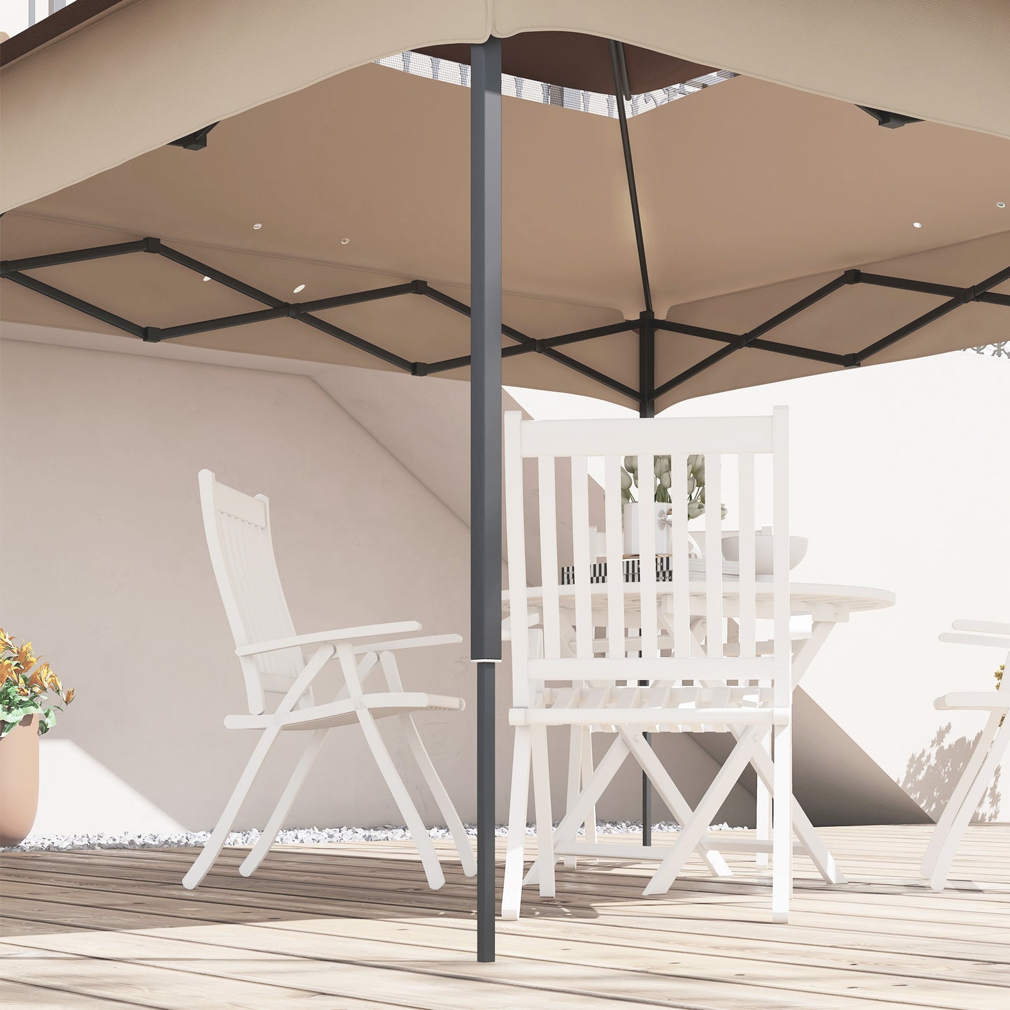 3.25mx3.25m 2-Tier Gazebo Cover Replacement, 30+ UV Protection, Beige