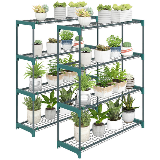 4-Tier Plant Stand Indoor Outdoor, Set of 2 Metal Plant Shelf