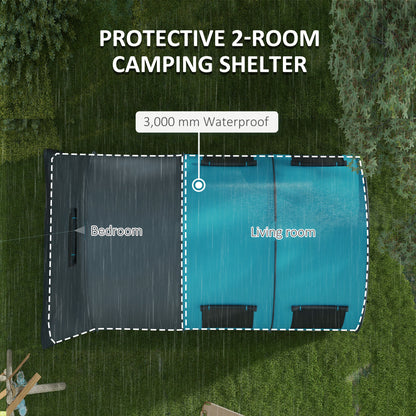 Camping Tent, 3000mm Waterproof Family Tent for 5-6 Man, Blue