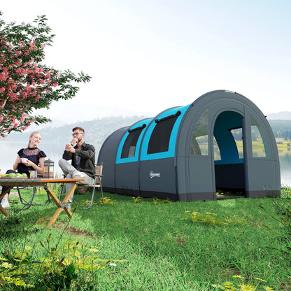 Camping Tent, 3000mm Waterproof Family Tent for 5-6 Man, Blue