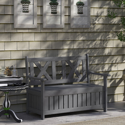 Wood Storage Garden Bench for Patio Outdoor Seating, Charcoal Grey