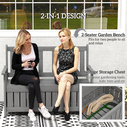 Wood Storage Garden Bench for Patio Outdoor Seating, Charcoal Grey