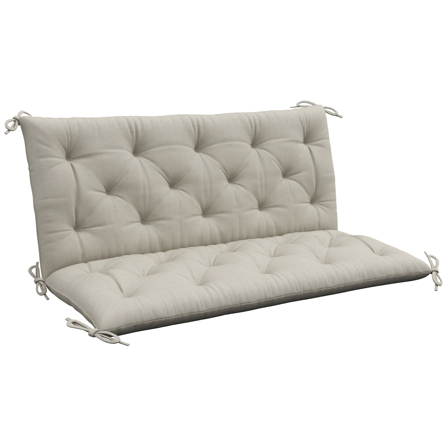 Garden Bench Cushion, Seat Pad with Ties, Light Grey