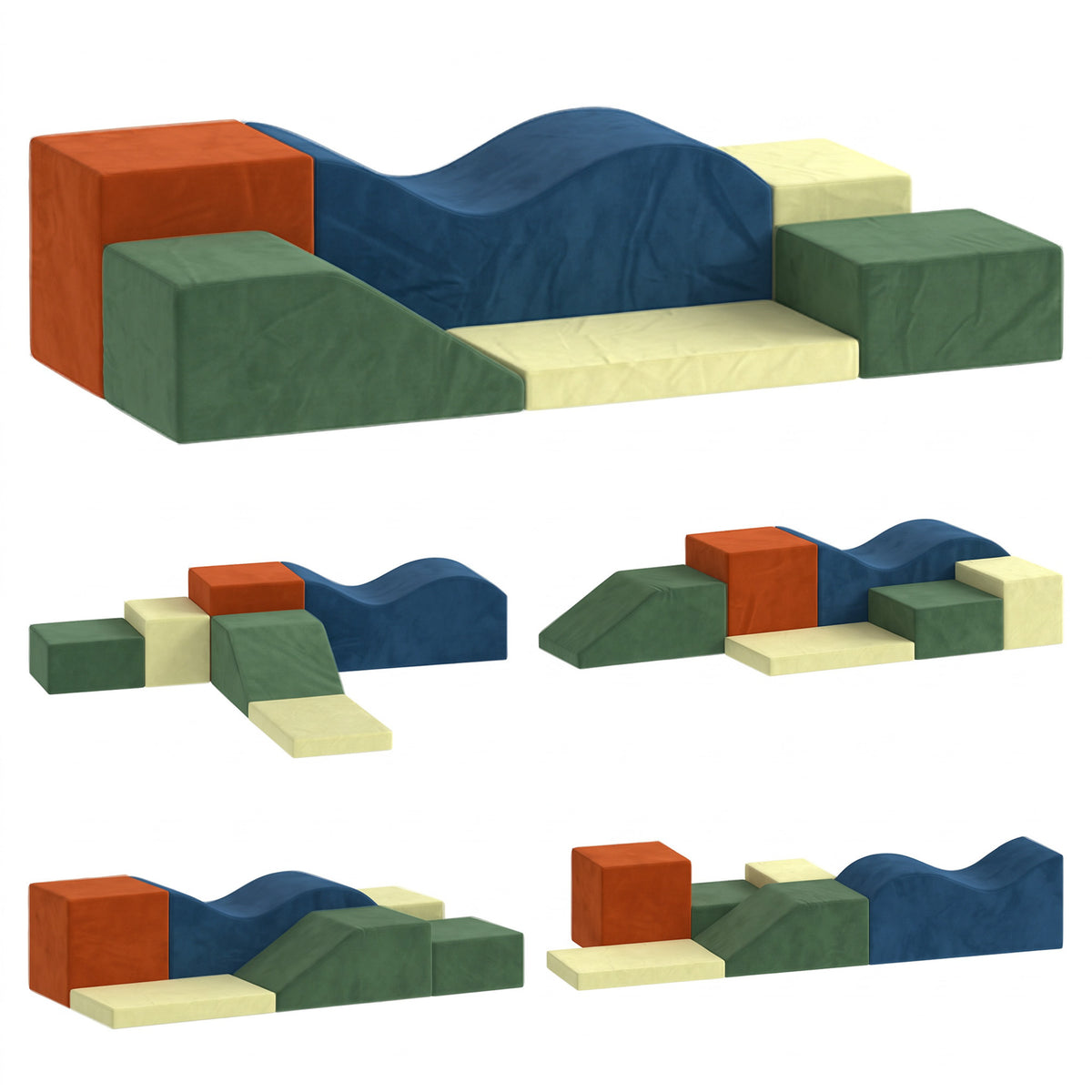 6 Piece Foam Soft Play Climbing Set with Non-Slip Bases - Multicolour