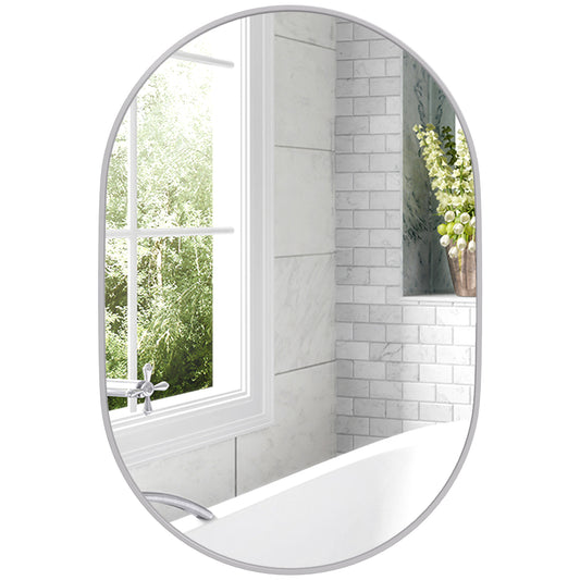 Oval Bathroom Mirror, Modern Wall Tempered Glass Mirror, 60 x 90cm