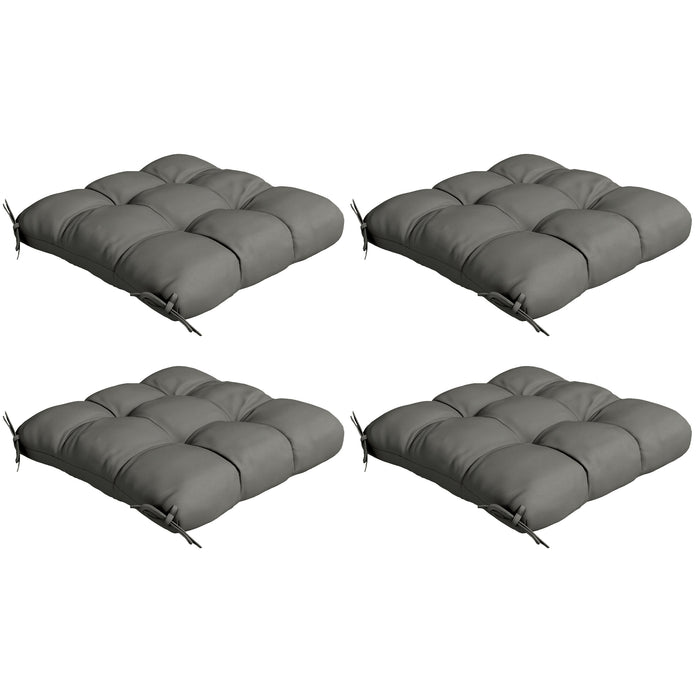 4-Piece Seat Cushion Pillows Replacement, Patio Chair Cushions Set with Ties for Indoor Outdoor, Charcoal Grey