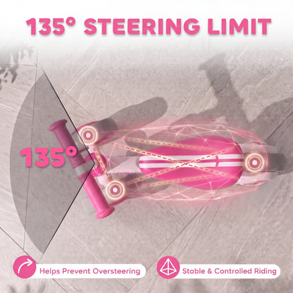 Balance Bike with 135° Steering Limit for Toddlers 1-2 Years, Pink