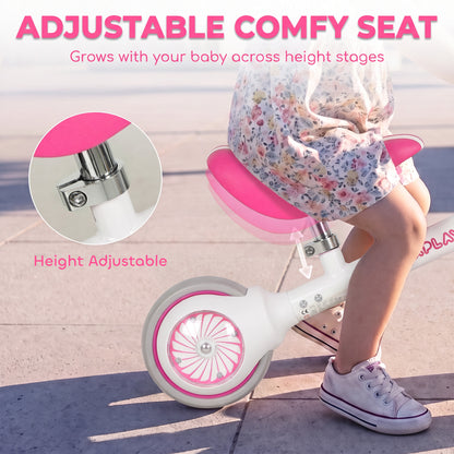 Balance Bike with 135° Steering Limit for Toddlers 1-2 Years, Pink