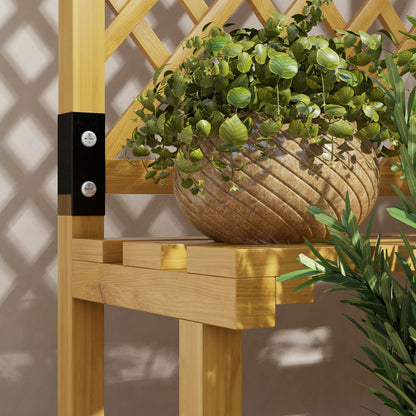 Wooden Plant Stand with Trellis for Climbing Plants, Yellow