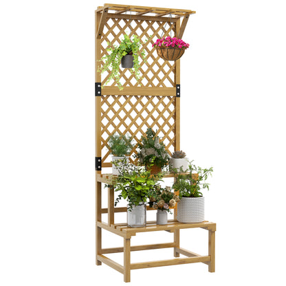 Wooden Plant Stand with Trellis for Climbing Plants, Yellow