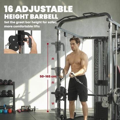 Home Gym Smith Machine with 65kg Weight Stack
