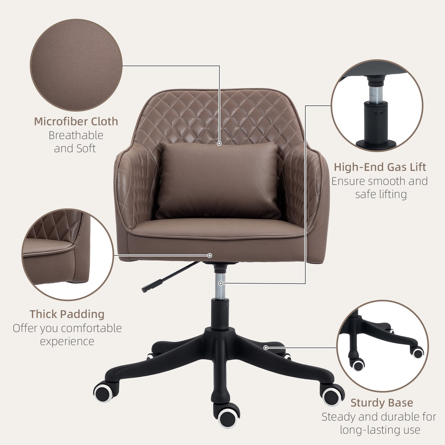 Office Chair with Rechargeable Vibration Massage, Brown