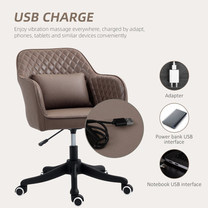 Office Chair with Rechargeable Vibration Massage, Brown