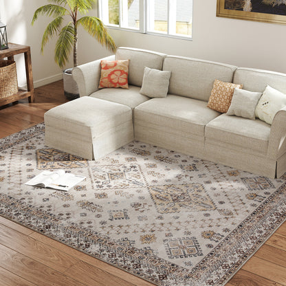 Flannel Non-Slip Washable Rug for Living Room, 290 x 200 cm, Beige