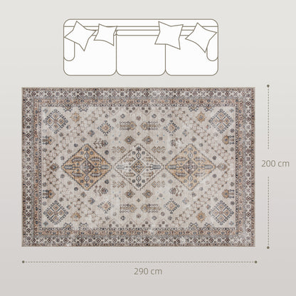 Flannel Non-Slip Washable Rug for Living Room, 290 x 200 cm, Beige