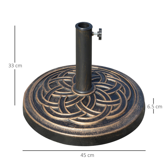 11.5kg Heavy Duty Parasol Base, Umbrella Stand Holder, Parasol Stand for 38mm or 48mm Patio Umbrella Pole, Bronze Tone