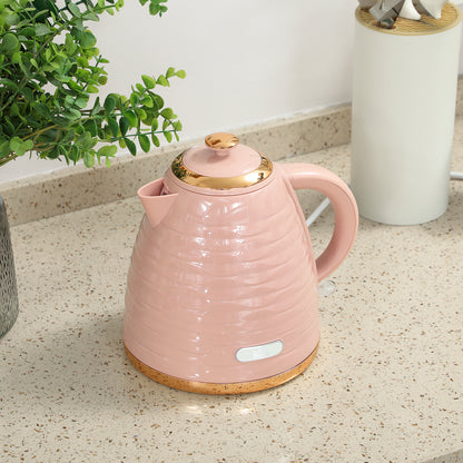 Electric Kettle, Fast Boil, 1.7L, 3kW, Swivel, Pink Ripple