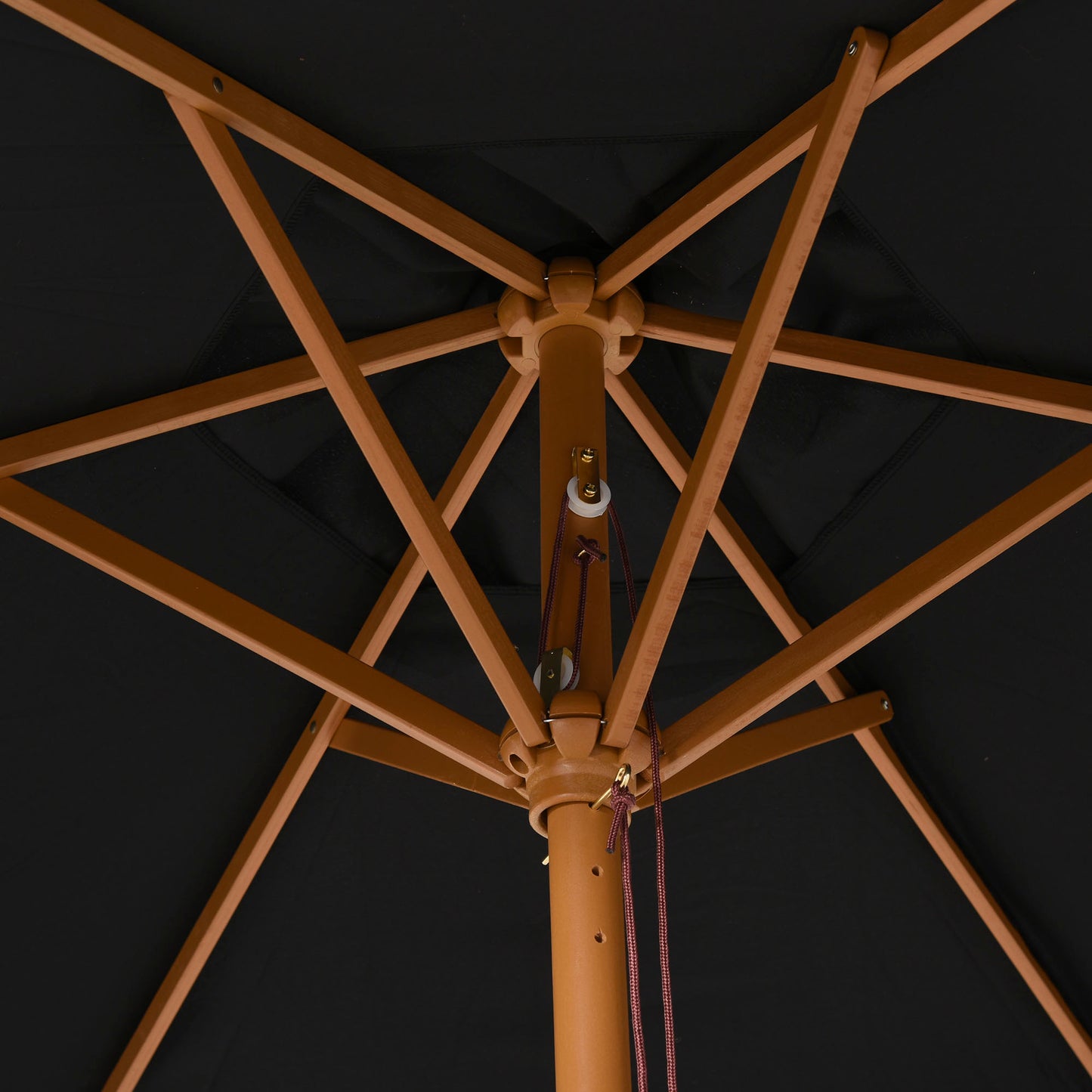 2.5m Wood Garden Parasol Sun Shade Patio Outdoor Wooden Umbrella Canopy