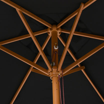 2.5m Wood Garden Parasol Sun Shade Patio Outdoor Wooden Umbrella Canopy