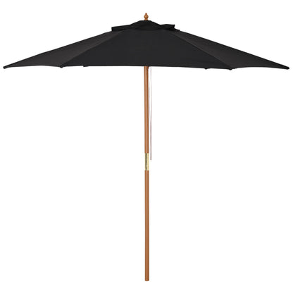 2.5m Wood Garden Parasol Sun Shade Patio Outdoor Wooden Umbrella Canopy
