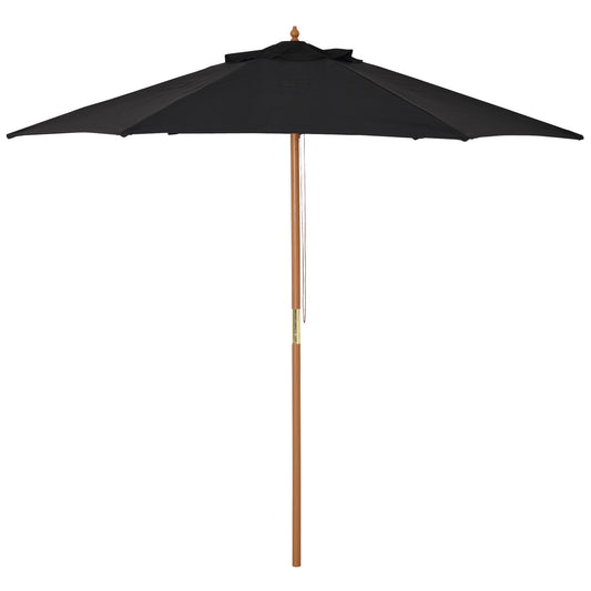 2.5m Wood Garden Parasol Sun Shade Patio Outdoor Wooden Umbrella Canopy