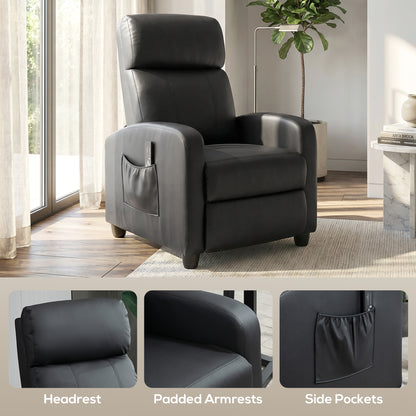 Recliner Sofa Chair PU Leather Massage Armcair w/ Remote Control, Black