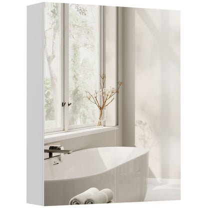 Wall Mounted Bathroom Mirror Storage Cabinet w/ Door Adjustable Shelf