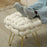 Woven Velvet Foot Stool with Steel Legs for Living Room, Cream White