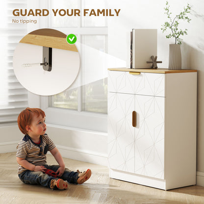 Sideboard Storage Cupboard with Drawer for Living Room Entryway White