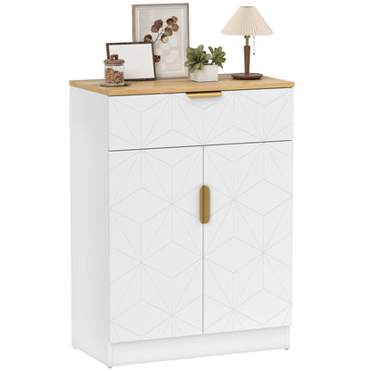 Sideboard Storage Cupboard with Drawer for Living Room Entryway White