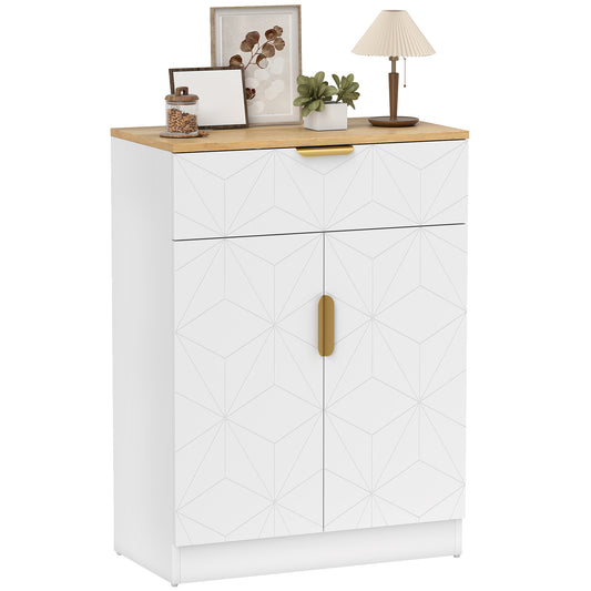 Sideboard Storage Cupboard with Drawer for Living Room Entryway White