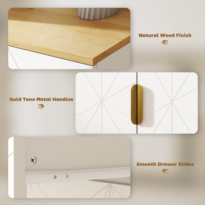 Sideboard Storage Cupboard with Drawer for Living Room Entryway White