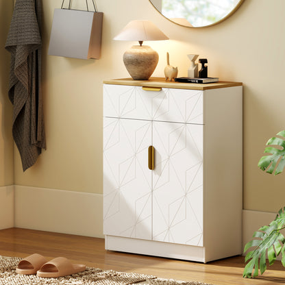 Sideboard Storage Cupboard with Drawer for Living Room Entryway White