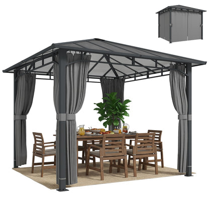 3 x 3 m Hardtop Gazebo with PC Roof, Aluminium Garden Gazebo, Tan