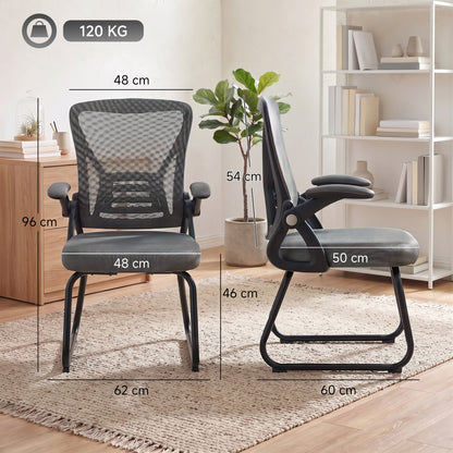 Office Chair with Mesh Backrest and Steel Legs, Dark Grey
