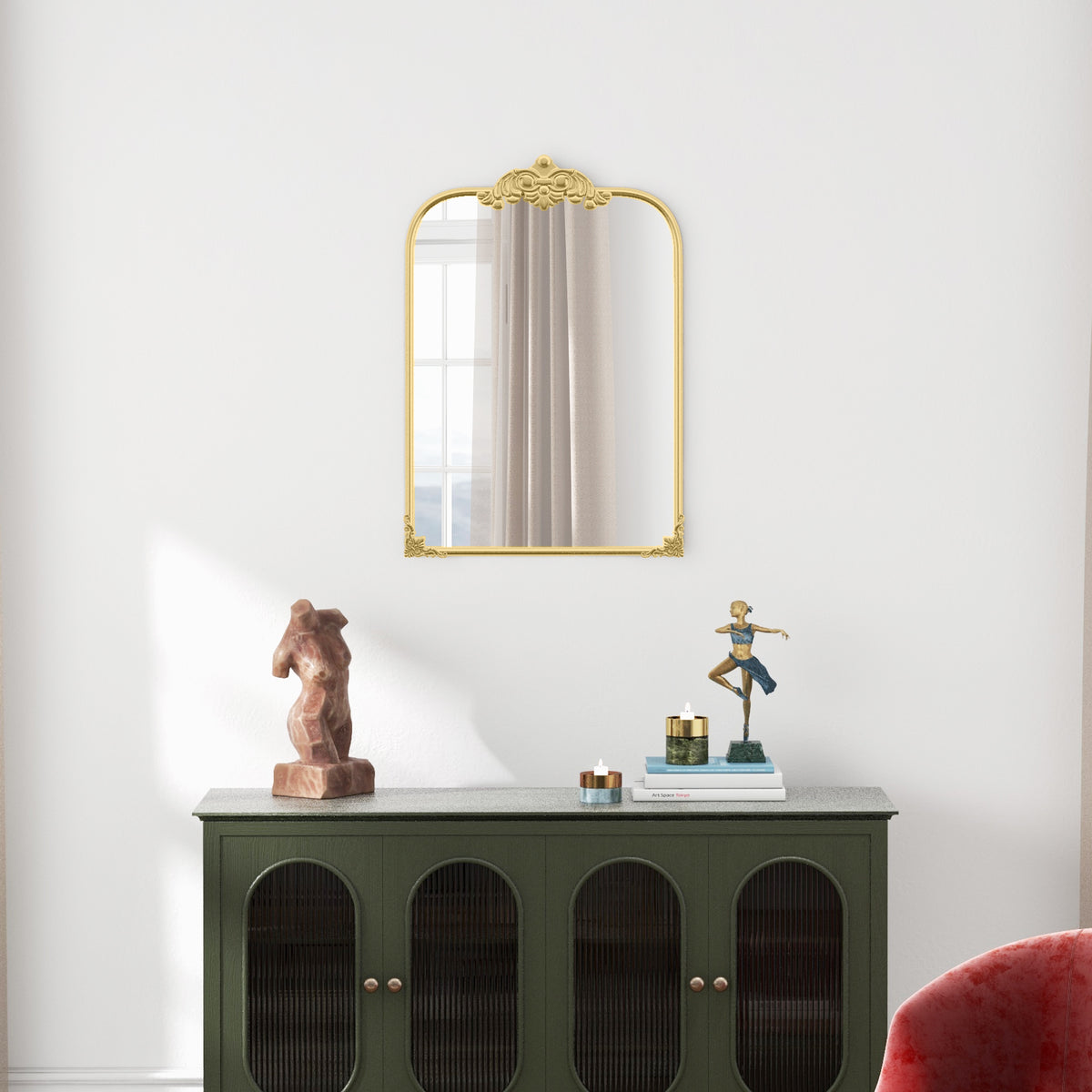 Wall Mirror, Decorative Baroque Mirror with Metal Frame, Gold Tone