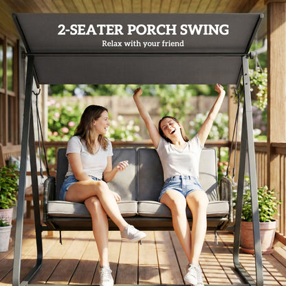 2-Seater Rattan Swing Chair, Outdoor Garden Hanging Swing Seat