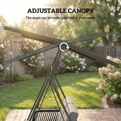2-Seater Rattan Swing Chair, Outdoor Garden Hanging Swing Seat