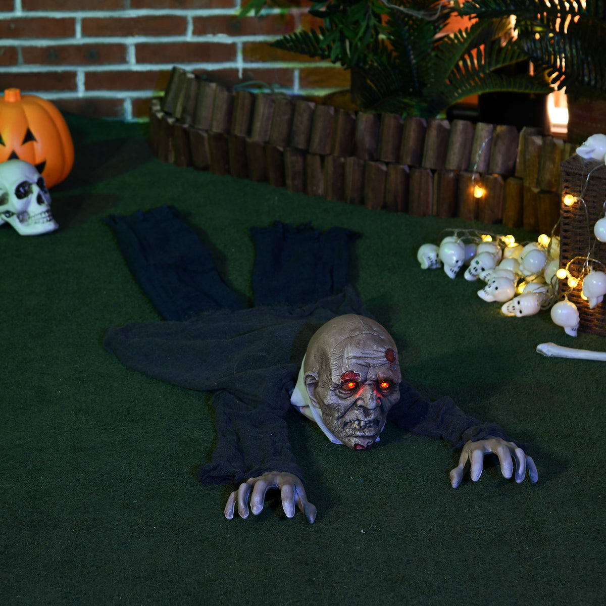 5.2ft Halloween Outdoor Decoration Crawling Zombie, Sound Activated