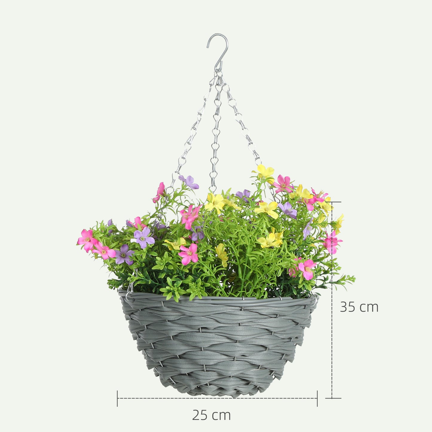 Set of 2 Artificial Cosmos Flowers, Hanging Planters with Basket