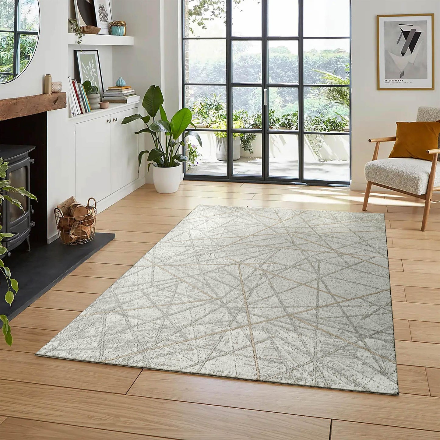 Perla Rug Contemporary Abstract Design With Metallic Sheen Axis Design - 2 Colours Available