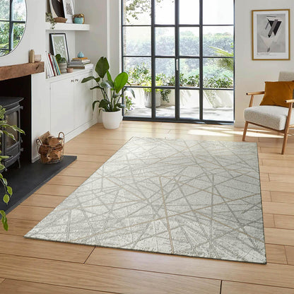 Perla Rug Contemporary Abstract Design With Metallic Sheen Axis Design - 2 Colours Available