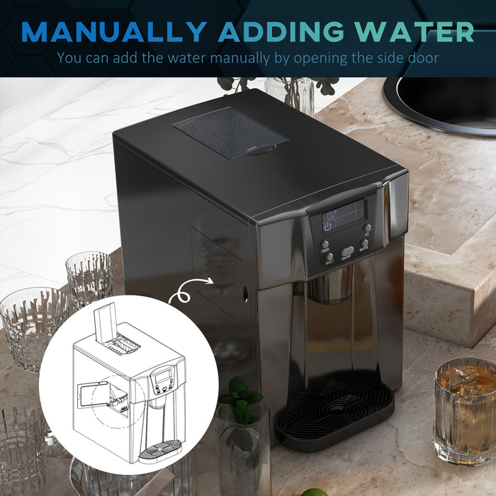 Ice Maker Machine and Water Dispenser, Counter Top Ice Cube Maker w/ 3L Tank, Adjustable Cube Size, 9 Ice Cubes per 6-10 Minutes