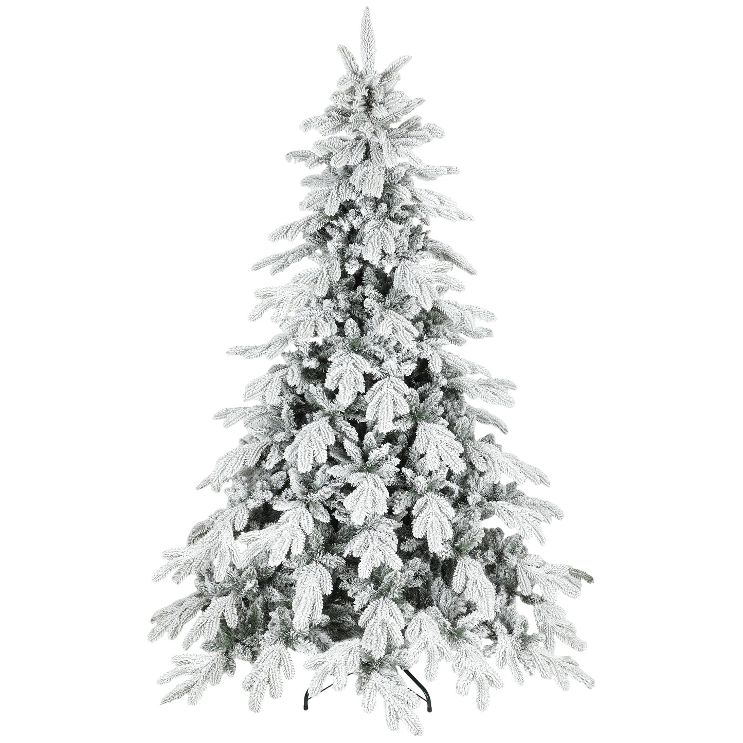 7ft Christmas Tree with Flocked Realistic Tips, Hinged Xmas Tree
