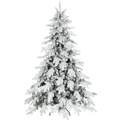 7ft Christmas Tree with Flocked Realistic Tips, Hinged Xmas Tree